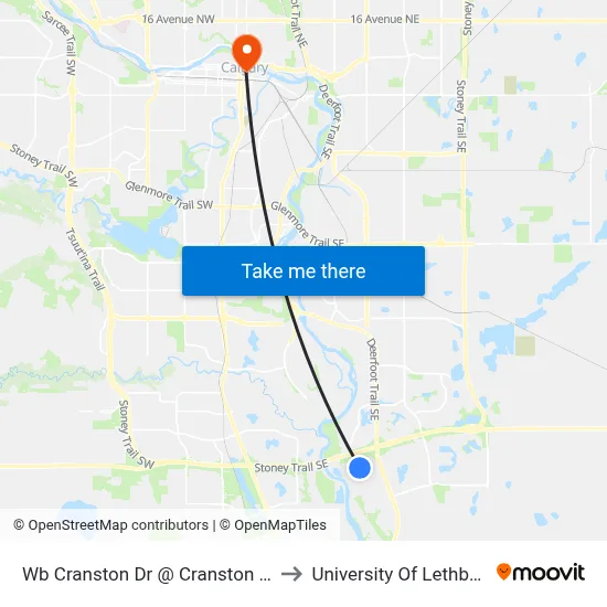 Wb Cranston Dr @ Cranston Bv SE to University Of Lethbridge map