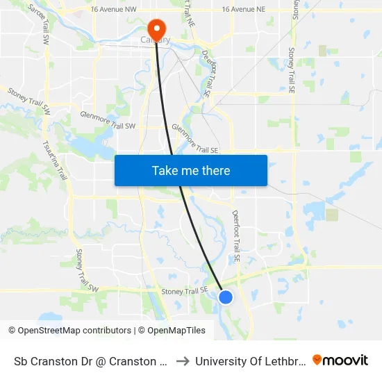 Sb Cranston Dr @ Cranston Ga SE to University Of Lethbridge map