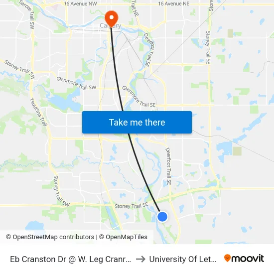 Eb Cranston Dr @ W. Leg Cranridge Ht SE to University Of Lethbridge map