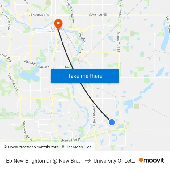 Eb New Brighton Dr @ New Brighton Pa SE to University Of Lethbridge map