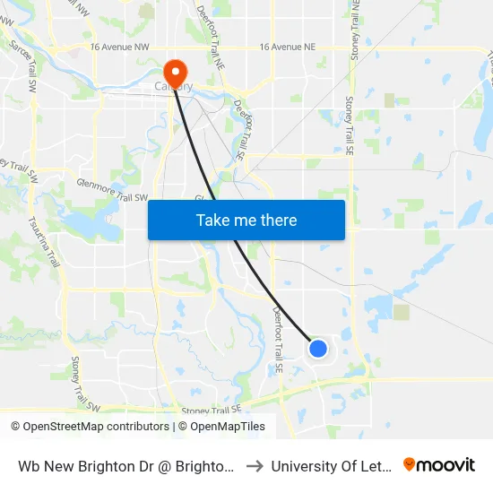 Wb New Brighton Dr @ Brightoncrest Ri SE to University Of Lethbridge map