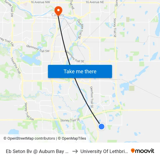 Eb Seton Bv @ Auburn Bay Li SE to University Of Lethbridge map