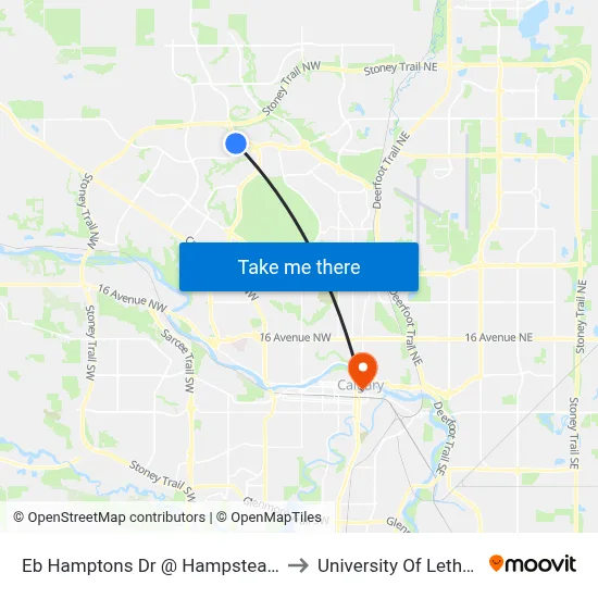 Eb Hamptons Dr @ Hampstead Ri NW to University Of Lethbridge map