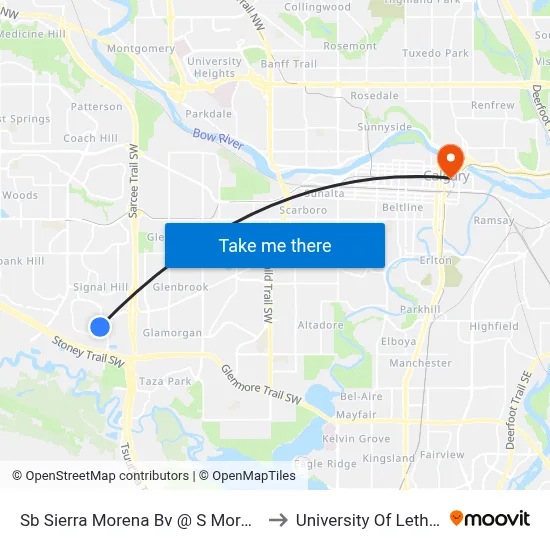 Sb Sierra Morena Bv @ S Morena Cl SW to University Of Lethbridge map