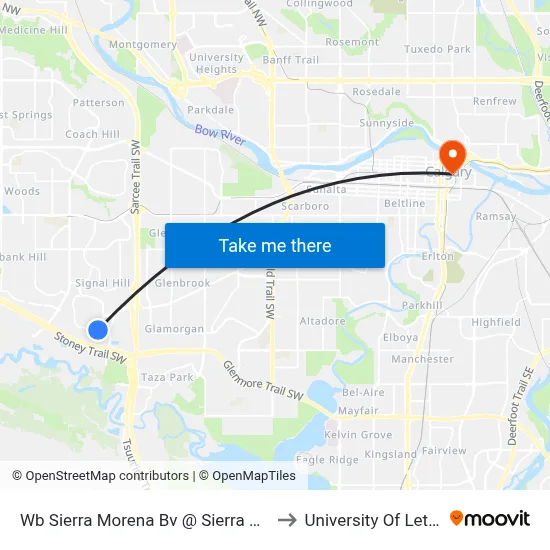 Wb Sierra Morena Bv @ Sierra Madre Cr SW to University Of Lethbridge map
