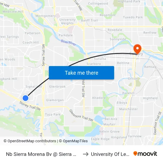Nb Sierra Morena Bv @ Sierra Morena Pa SW to University Of Lethbridge map
