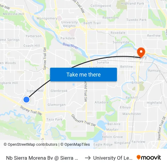 Nb Sierra Morena Bv @ Sierra Morena Gv SW to University Of Lethbridge map