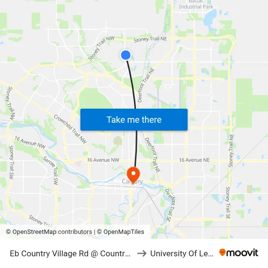 Eb Country Village Rd @ Country Village  Li NE to University Of Lethbridge map
