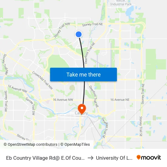 Eb  Country Village Rd@ E.Of Country Village Li NE to University Of Lethbridge map