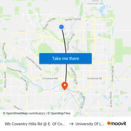 Wb Coventry Hills Rd @ E. Of Country Village Li NE to University Of Lethbridge map