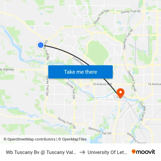 Wb Tuscany Bv @ Tuscany Valley Vw NW to University Of Lethbridge map