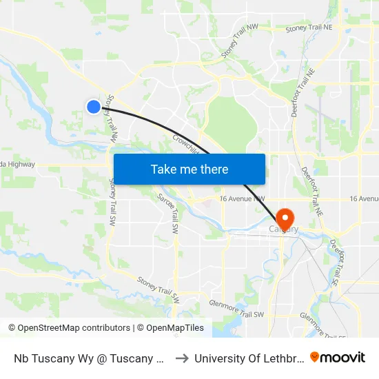 Nb Tuscany Wy @ Tuscany  Bv NW to University Of Lethbridge map