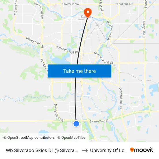 Wb Silverado Skies Dr @ Silverado Skies Mr SW to University Of Lethbridge map