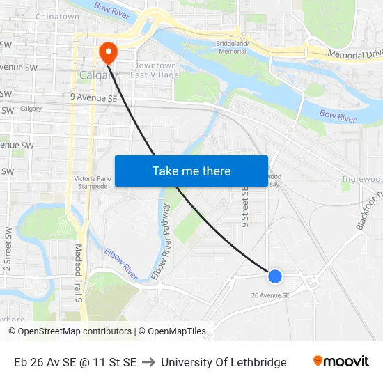 Eb 26 Av SE @ 11 St SE to University Of Lethbridge map