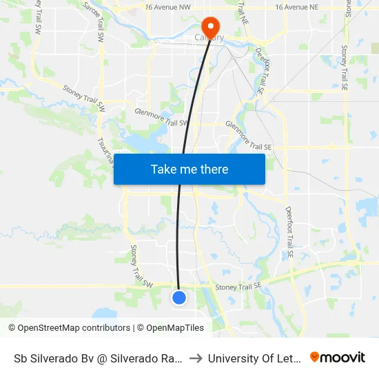 Sb Silverado Bv @ Silverado Ranch Wy SW to University Of Lethbridge map