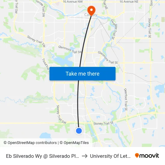 Eb Silverado Wy @ Silverado Plains Cl SW to University Of Lethbridge map