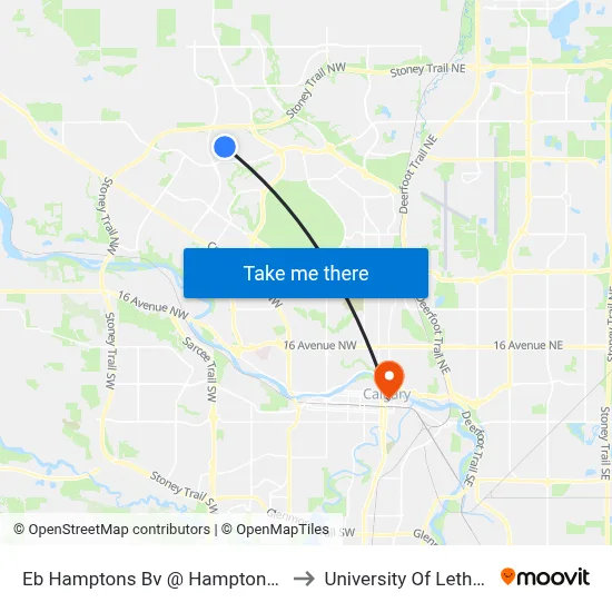 Eb Hamptons Bv @ Hamptons Sq NW to University Of Lethbridge map