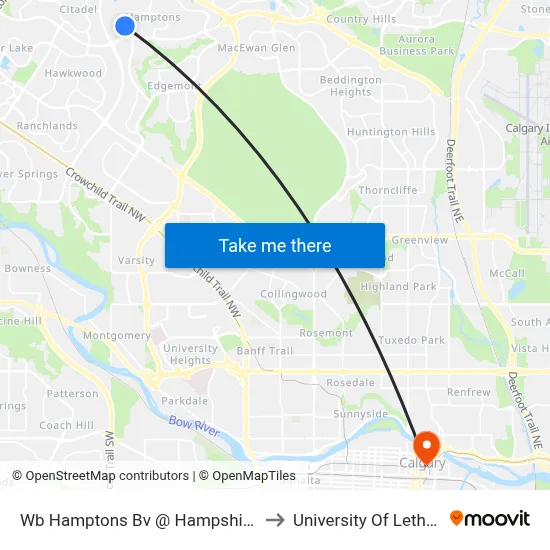 Wb Hamptons Bv @ Hampshire Ci NW to University Of Lethbridge map