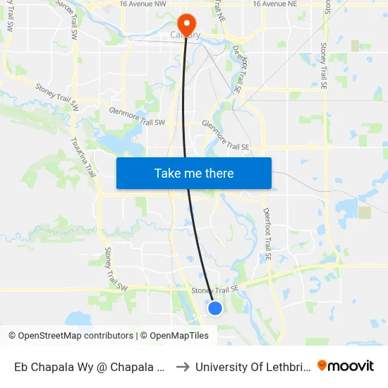 Eb Chapala Wy @ Chapala Dr SE to University Of Lethbridge map