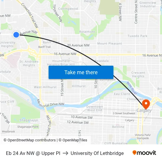 Eb 24 Av NW @ Upper Pl to University Of Lethbridge map