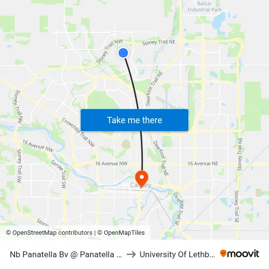 Nb Panatella Bv @ Panatella Cr NW to University Of Lethbridge map