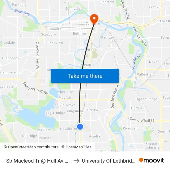 Sb Macleod Tr @ Hull Av SW to University Of Lethbridge map