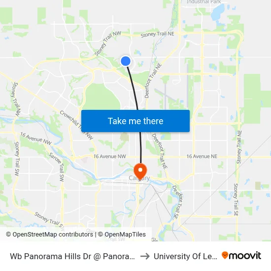 Wb Panorama Hills Dr @ Panorama Hills Bv SW to University Of Lethbridge map