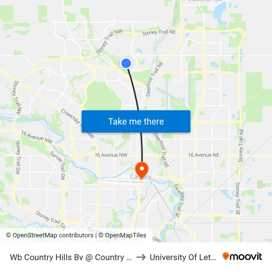 Wb Country Hills Bv @ Country Hills Dr NW to University Of Lethbridge map