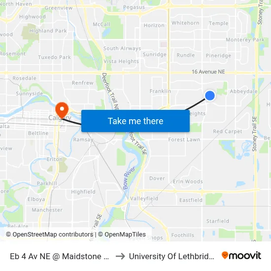 Eb 4 Av NE @ Maidstone Dr to University Of Lethbridge map