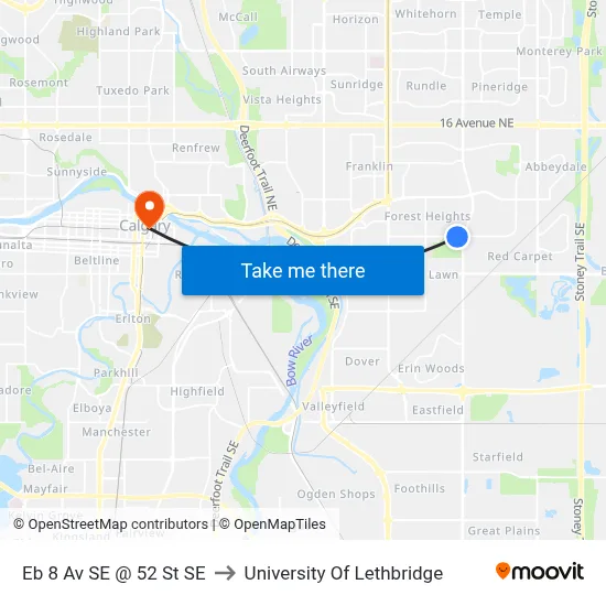 Eb 8 Av SE @ 52 St SE to University Of Lethbridge map