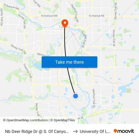Nb Deer Ridge Dr @ S. Of Canyon Meadows Dr SE to University Of Lethbridge map