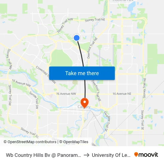 Wb Country Hills Bv @ Panorama Hills Bv NW to University Of Lethbridge map