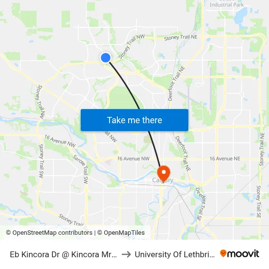 Eb Kincora Dr @ Kincora Mr NW to University Of Lethbridge map