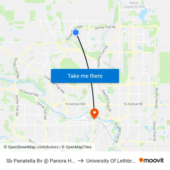 Sb Panatella Bv @ Panora Ht NW to University Of Lethbridge map
