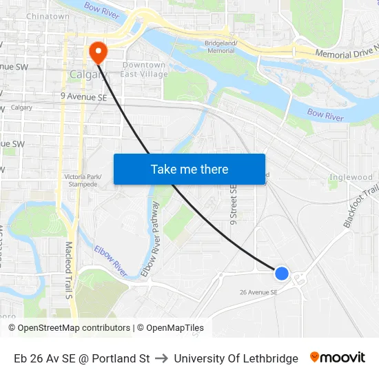 Eb 26 Av SE @ Portland St to University Of Lethbridge map