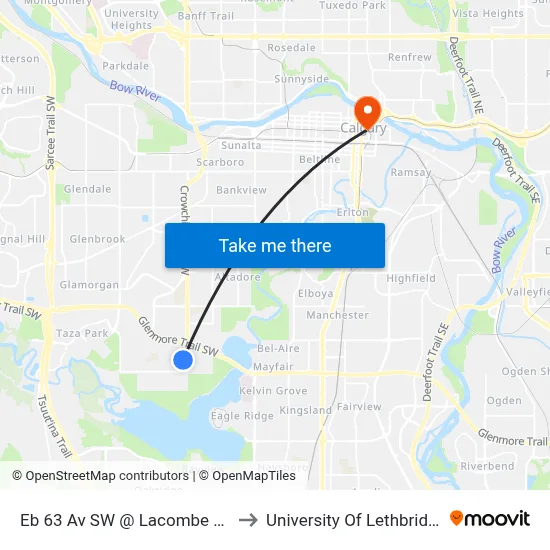 Eb 63 Av SW @ Lacombe Wy to University Of Lethbridge map