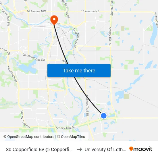 Sb Copperfield Bv @ Copperfield Mr SE to University Of Lethbridge map