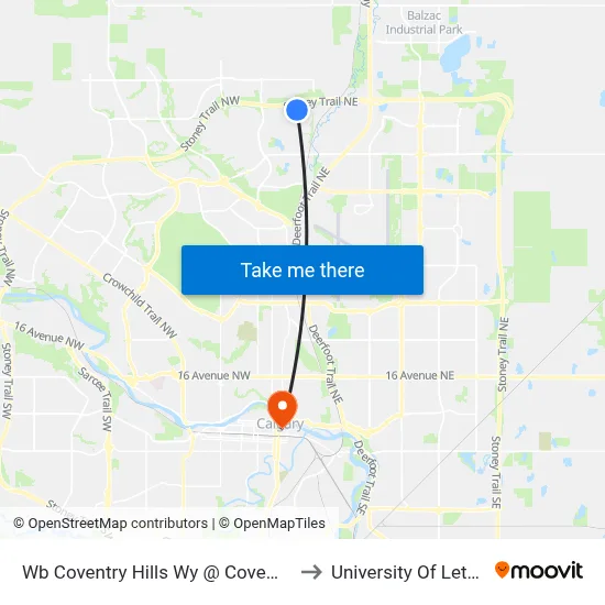 Wb Coventry Hills Wy @ Covewood Ga NE to University Of Lethbridge map