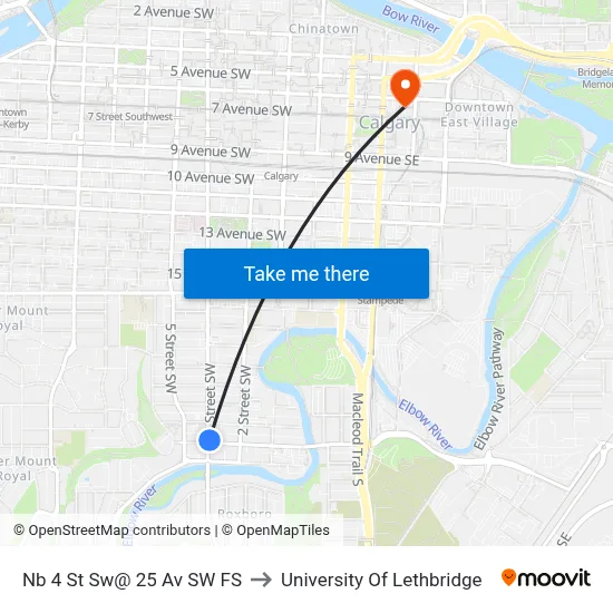 Nb 4 St Sw@ 25 Av SW FS to University Of Lethbridge map