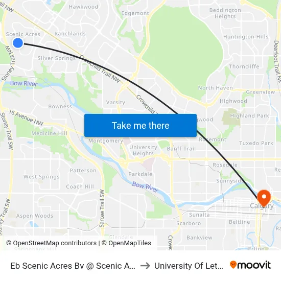 Eb Scenic Acres Bv @ Scenic Acres Dr NW to University Of Lethbridge map