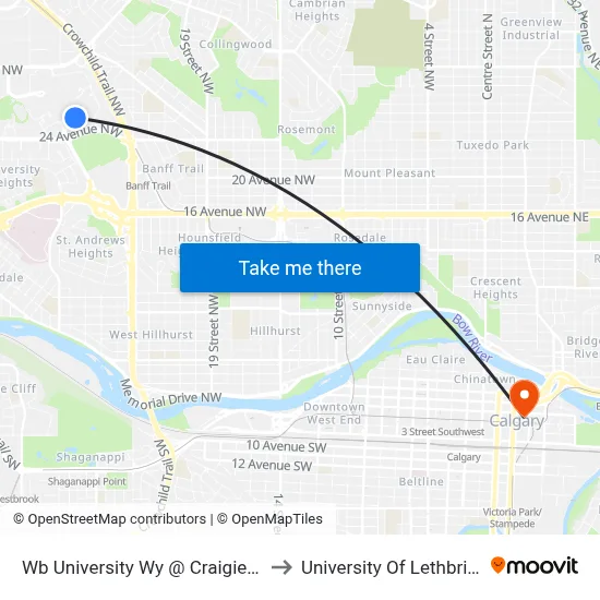Wb University Wy @ Craigie Hall to University Of Lethbridge map