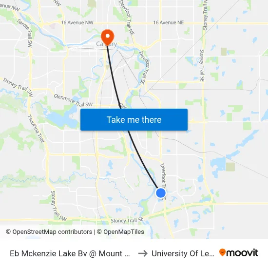 Eb Mckenzie Lake Bv @ Mount Mckenzie Dr SE to University Of Lethbridge map