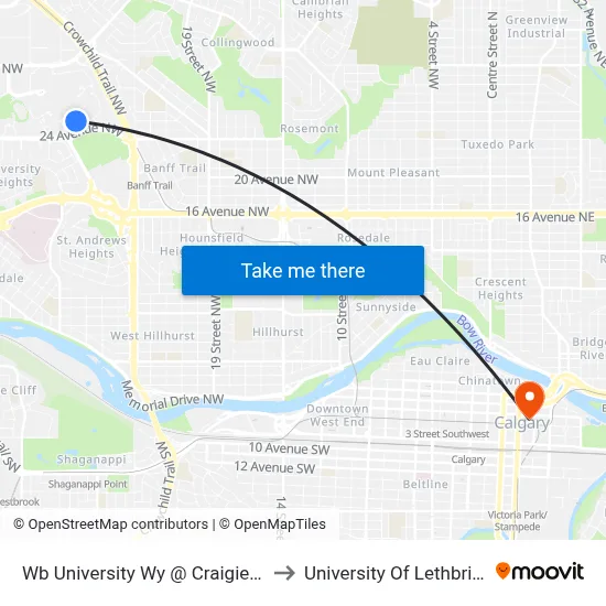 Wb University Wy @ Craigie Hall to University Of Lethbridge map