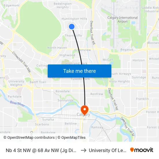 Nb 4 St NW @ 68 Av NW (Jg Diefenbaker Hs) to University Of Lethbridge map