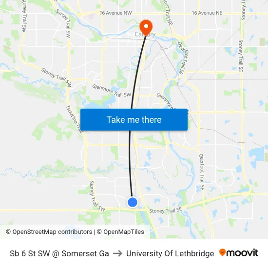 Sb 6 St SW @ Somerset Ga to University Of Lethbridge map