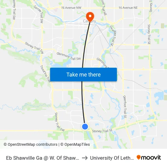 Eb Shawville Ga @ W. Of Shawville Li SE to University Of Lethbridge map