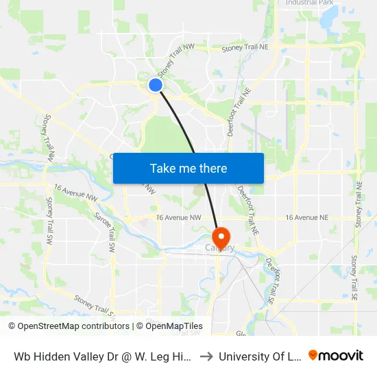 Wb Hidden Valley Dr @ W. Leg Hidden Ranch Cr NW to University Of Lethbridge map