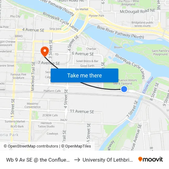 Wb 9 Av SE @ the Confluence to University Of Lethbridge map