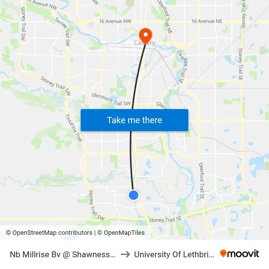 Nb Millrise Bv @   Shawnessy Bv to University Of Lethbridge map