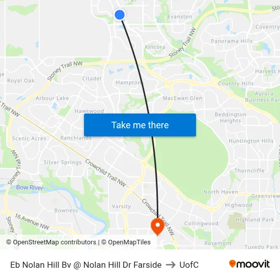 Eb Nolan Hill Bv @ Nolan Hill Dr Farside to UofC map